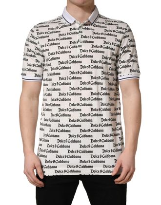 Dolce & Gabbana White Logo Monogram Cotton Men Polo Mens T-shirt