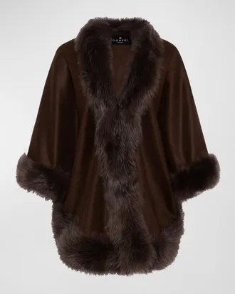 Gorski Cashmere Capelet with Lamb Shearling Trim