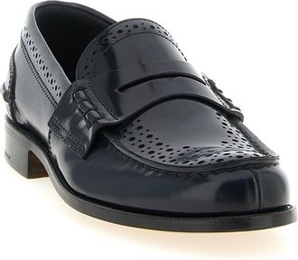 Churchs Womens Blue Calfskin Slip-On Loafers