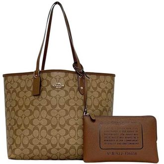 Coach Beige Brown Pvc Pouch Tote Bag (Pre-Owned)