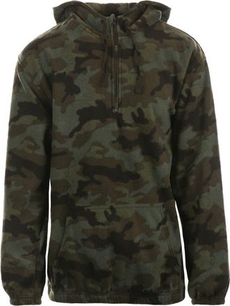 Burnside Polar Fleece Quarter Zip Hoodie in Green Camo at Nordstrom Rack, Size Xx-Large