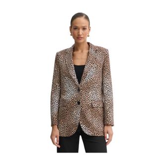 Michael Kors Blazer van stretchcr&ecirc;pe met cheetahprint - Dames - Jassen - Bruin - Maat: XL Leer