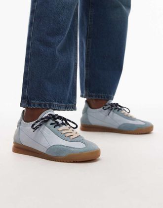 Bronx Cli-oo - Sneakers stringate in pelle color azzurro chiaro con suola in gomma-Blu