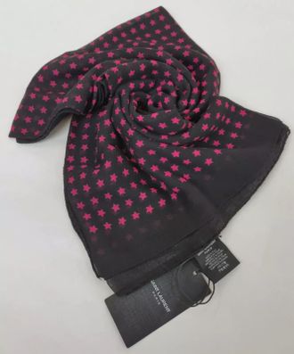 Saint Laurent Unisex Black Lightweight Pink Star Wool scarf