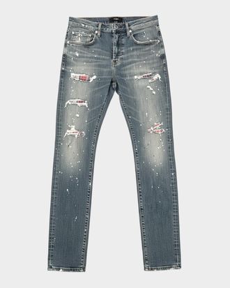Purple Paint Repair Skinny Jeans