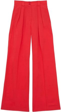 Ines De La Fressange Marl&egrave;ne Geplooide Broek - Dames - Wijde Broeken - Rood - XS - Linnen - Broeken