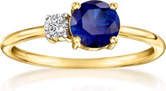 RS Pure by Ross-Simons Lab-Grown Sapphire and. Lab-Grown Diamond Ring in 18kt Gold Vermeil