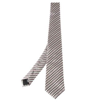 HUGO BOSS Boss By Hugo Boss White Diagonal Striped Silk Tie