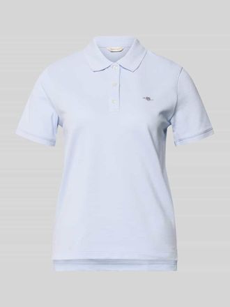GANT Poloshirt mit Logo-Stitching und Polokragen in Hellblau, Gr&ouml;&szlig;e XXL
