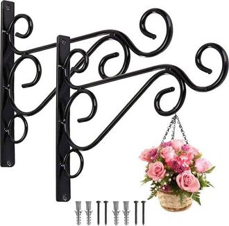 OEM Gancho Para Plantas, 2 Piezas, Metal, Gancho De Pared, Colgador De Plantas, Gancho De Pared, Comederos, Faroles, Vallas, Negro