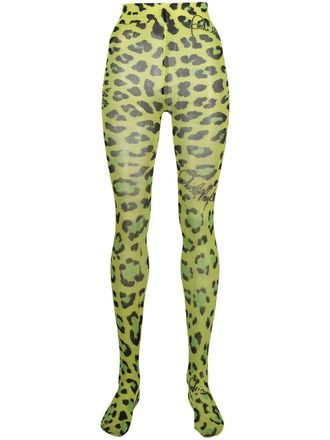 Philipp Plein leopard print tights - Green