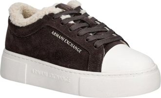 A|X Armani Exchange Schoenen, Dames, Bruin, 37 EU, Su&egrave;de, Suede Platform Sneakers