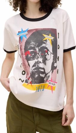 Daydreamer Womens Elton John 1973 Pop Art Top In White