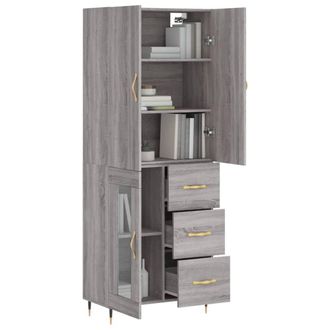 Berkfield Home Highboard Grey Sonoma 69.5x34x180 cm Engineered Wood