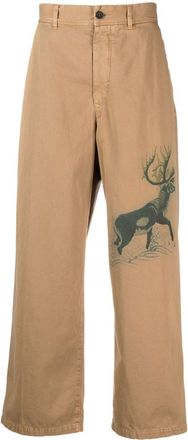 Incotex graphic-print wide-leg trousers - men - Cotton/Cotton - 31 - Neutrals