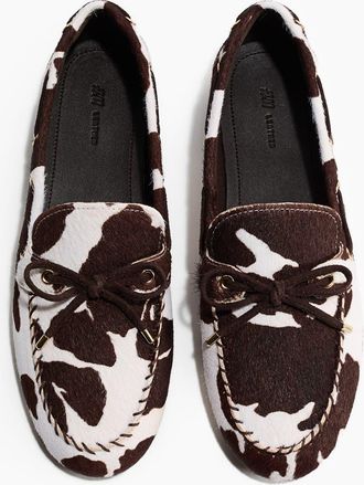 H&M Deck Shoes in White/cowhide Print at Nordstrom, Size 11
