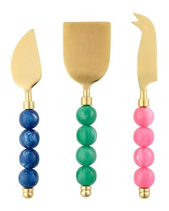 Two's Company Set of 3 Color Pop Cheese Knives in Gift Box