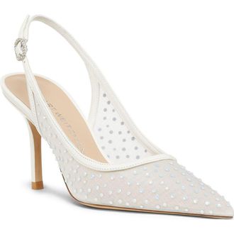 Stuart Weitzman Emilia Mesh 85 Slingback Pump in White/frosted White at Nordstrom Rack, Size 10