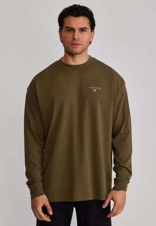 Siksilk Mens Khaki Green Long Sleeve T-Shirt XXL