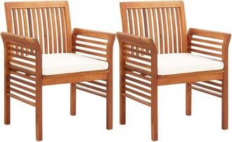vidaXL Garden Dining Chairs with Cushions 2 pcs Solid Acacia Wood, 45965