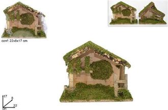 Trade Shop Trade Shop - Capanna 22x8x17cm Muschio Scaletta Presepe Addobbo Natale Decorazione Natalizia