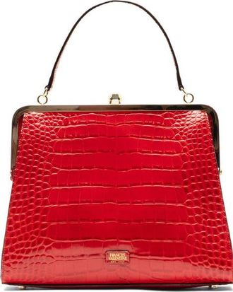 Frances Valentine Jackie Croc Embossed Leather Frame Bag in Red at Nordstrom