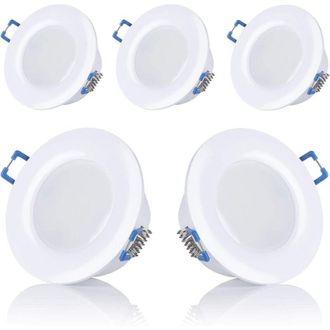 Elle Juego De 5 Focos Led Empotrables Para Ba&ntilde;os, Ip44, 230v, Ultrafinos, 5w, Disponibles En Blanco C&aacute;lido Y Blanco Fr&iacute;o, Redondos, Blancos, Para Ba&ntilde;os, Di