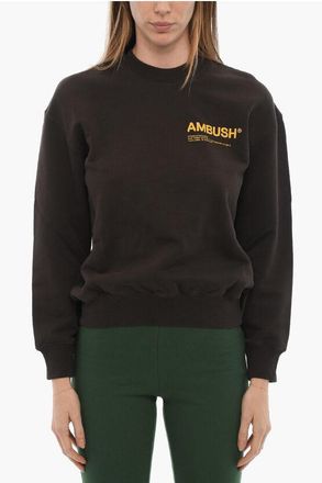 AMBUSH Sweatshirt met ronde hals van geborsteld katoen en bedrukt logo in bruin