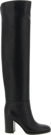 Gianvito Rossi Vitello Glove High Boots - Dames - Over de knie laarzen - Zwart - 38 EU - Schoenen