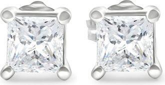 Pompeii3 1 1/4Ct Princess Cut Diamond Studs in 14k White or Yellow Gold Lab Grown