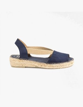 Toni Pons Womens Toni Pons ETNA Womens Leather Open-Toe Espadrilles Navy - Blue - Size: 8