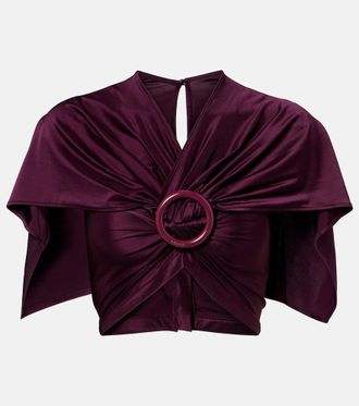 Paco Rabanne Crop top de sat&eacute;n con capa