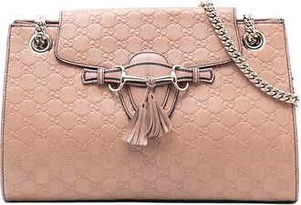 Gucci Pre-owned Womens Large Guccissima Emily Shoulder Bag - Tan Leather - One Size