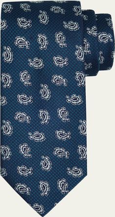 Brioni Mens Silk Paisley Jacquard Tie