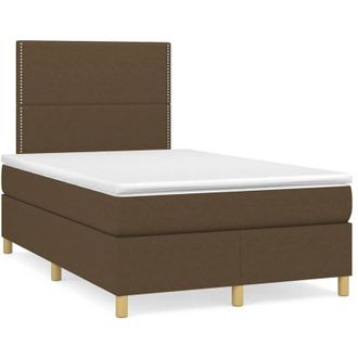 vidaXL Vidaxl - Cama Box Spring Con Colch&oacute;n Tela Marr&oacute;n Oscuro 120x190 Cm