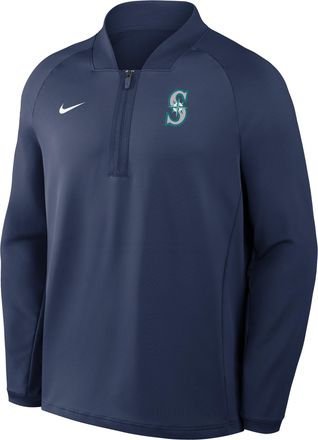 Nike Seattle Mariners Authentic Collection Nike Mens Dri-FIT MLB 1/2-Zip Long-Sleeve Top in Blue | 04H944BMVR-KRR