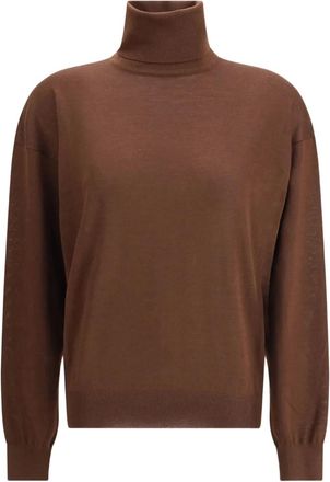 Saint Laurent long-sleeves turtleneck sweater - women - Cashmere/Wool/Silk - S - Brown