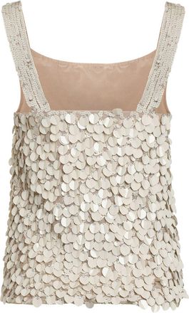 P.A.R.O.S.H. Womens Sequin Top - Ivory Nylon - Size Medium