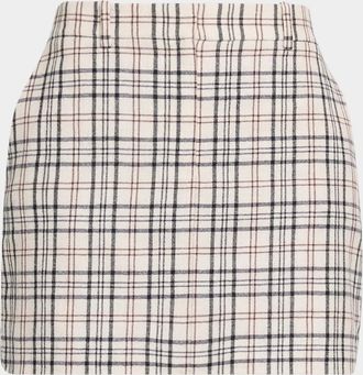 Theory Plaid Wool Mini Trouser Skirt