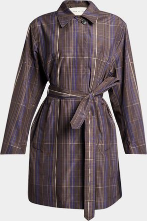 Dries Van Noten Ramblasa Check Belted Trench Coat