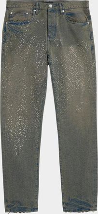 Purple Men & apos;s Dirty Wash Cosmos Rhinestone Stacked Jeans
