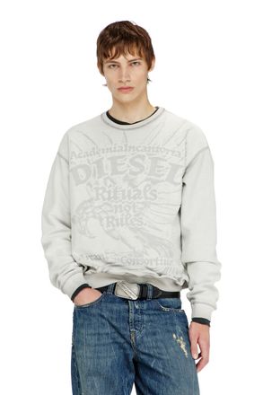 Diesel Sweatshirt with d&eacute;vor&eacute; print - Sweaters - Man - Grey