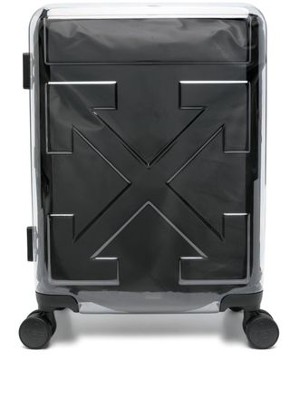 Off-white Arrow rolkoffer met reli&euml;f - Wit