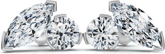 Pompeii3 2Ct Toi Et Moi Round & Marquise Diamond Earrings 14k Gold 18 Lab Grown