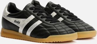 Gola Womens Gola Stadium Leather Womens Black/Silver Trainers - Size: 7