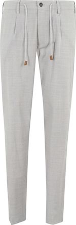 Eleventy Gray Front-Pences Drawstring Wool Jogger Pants