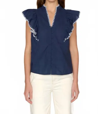 Christy Lynn Dolce Ruffle Top In Navy