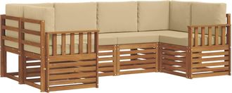 vidaXL Conjunto De Sof&aacute;s De Exterior 6 Uds. Natural Vidaxl