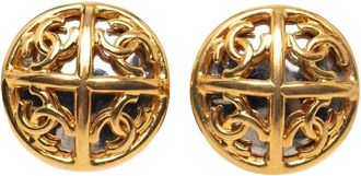 Chanel 2005 Gold Plated and Silver Plated CC Round Clip On Earrings costume earrings