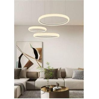 Trade Shop Trade Shop Traesio - Trade Shop - Lampadario Led 60w A Sospensione 3 Anelli Cristalli Luce 3000k 6500k 4000k Lp-39b